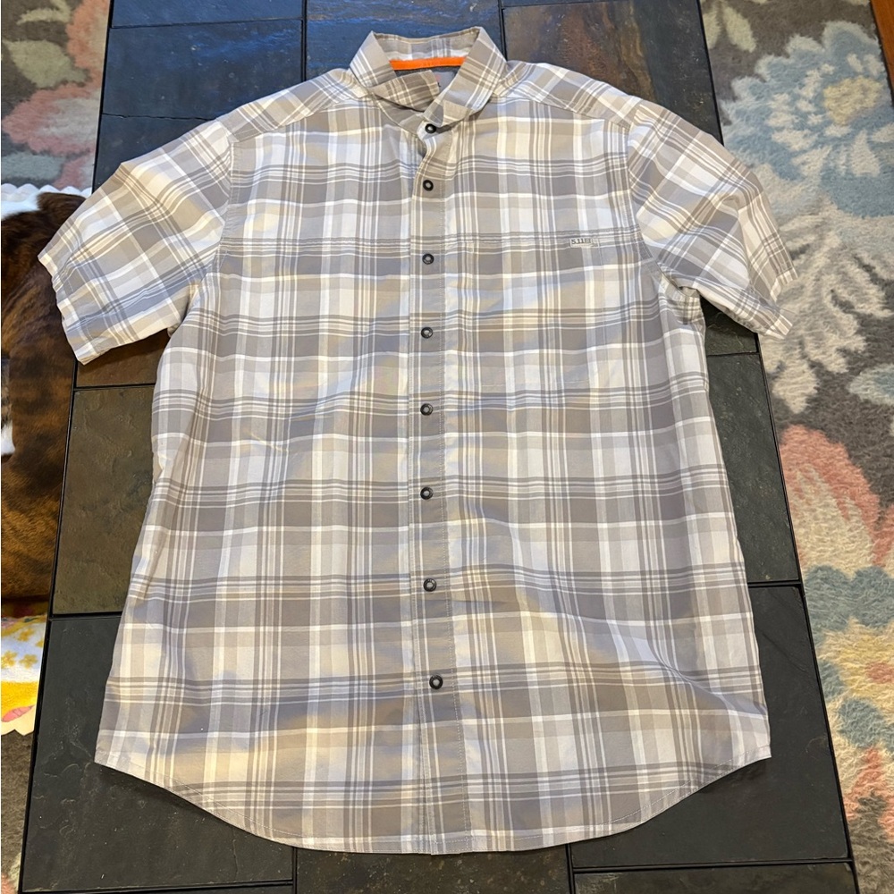 5.11 Tactical Light Gray Plaid Button Down Shirt